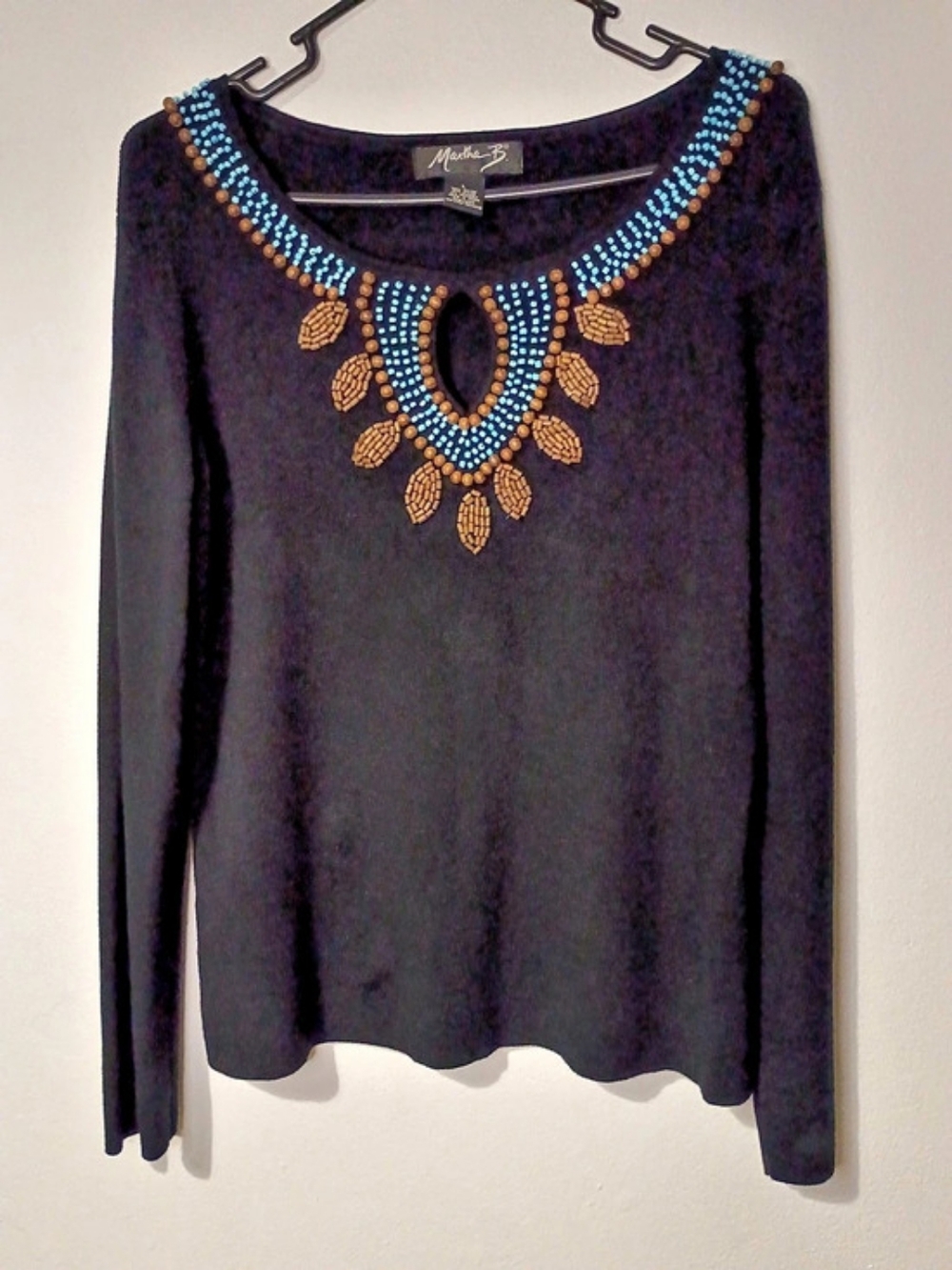 Martha B. Beaded Long Sleeve Top